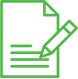 . Icon: green line document & pen.